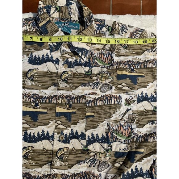 Big Dog Mens Button Down Hawaiian Shirt Medium Multicolor Short Sleeve Casual - Picture 2 of 6